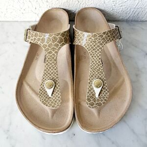 Birkenstock Gizeh Sandals Womens 8 EU 39 Regular Magic Snake Gold New in Box